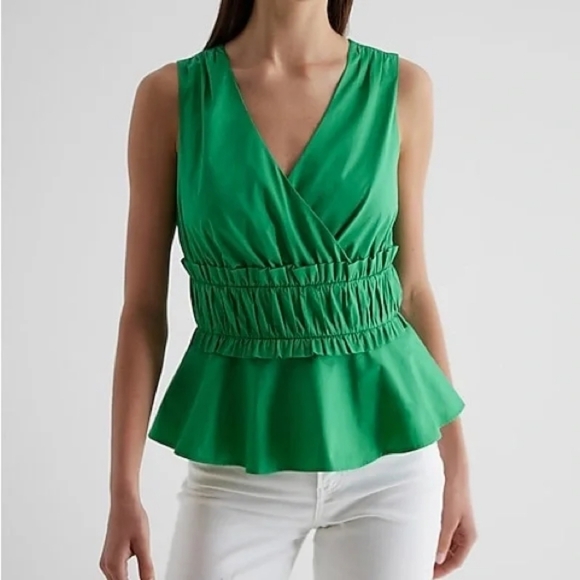 EXPRESS XS Green Sleeveless Ruffle Top - Picture 1 of 5